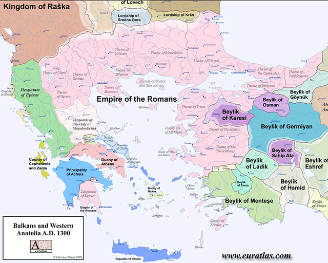 Map of Anatolia in A.D. 1300